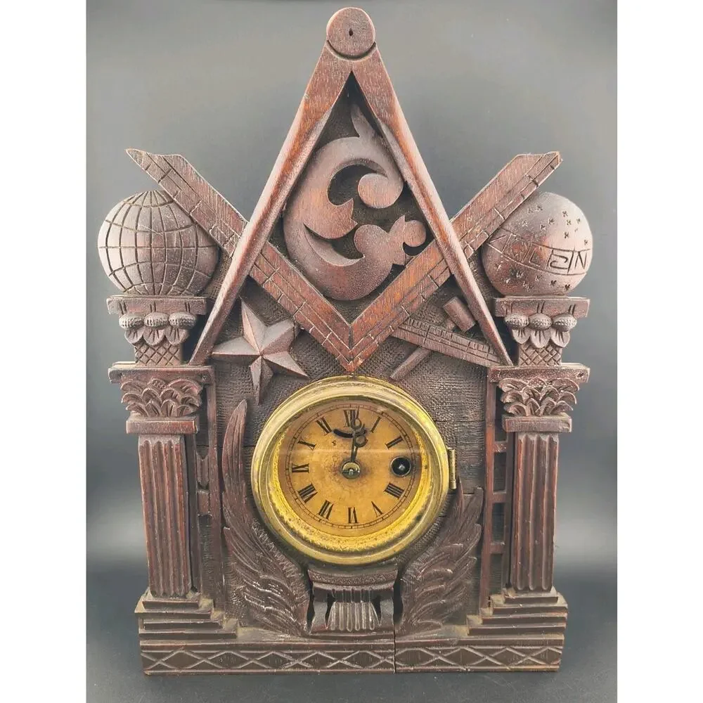 Antique 1867 John Haley Bellamy Masonic Clock Niles Ward & Co Charlestown MA